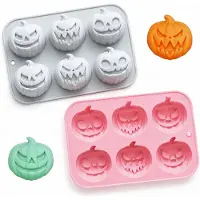 Famanu – Siliconen bakvormen voor Halloween pompoenen, 6-voudige chocoladevormen