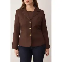Trendyol Dames Bruin Effen Lang Getailleerd Grote maten Blazers