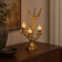Hoppa! - Kandelaar - 3-Lichts Gewei - Goud - 21 x 17 x 41 (B x D x H)