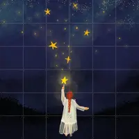 IXXI Ik tover sterren voor jou, Esther Sepers - 120 x 120 cm - Grote wanddecoratie en posters - Speels, Fantasierijk, Kleurrijk, Kinderkamer
