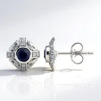 Cavill - Zilveren Oorbellen 925 Sterling met Nepal Kyaniet 0,64 ct & Zirkonia 0,08 ct - Elegante Rond Handgemaakte Sieraden