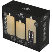 Anna's Collection Oplaadbare led kaarsen 7,5 x 10 cm, 12,5 cm, 15 cm | Ivoor | Bewegende vlam | 3 stuks