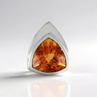 Cavill - Zilveren hanger - 925 Sterling zilver met platina verguld - Oranje kwarts 1,67 ct - Triljant slijpsel verstelbaar - Braziliaanse edelsteen