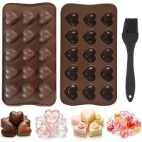 Famanu – Siliconen chocoladevormen, 2 stuks, hartvorm, geschikt voor pudding en koekjes