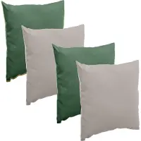Hespéride Bank/sier/tuin kussens - binnen/buiten - set 4x stuks - emerald groen/taupe - 40x40 cm