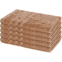 Lavea Set van 5 Handdoeken 30×50 cm – 100% Katoen – Zacht & Absorberend – Gastendoekje – Voor Badkamer, Hotel & Spa - Premium Absorptie & Duurzaam – Cappuccino