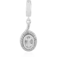 Cavill - Zilveren Hanger 925 Sterling Zilver Platinacoating - Ovale Petaliet 0,26 ct & Cambodjaanse Zirkonia 0,17 ct - Fijne Bezel & Prong Zetting