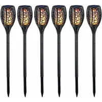 Lumineo Solar tuinfakkel ovaal - 6x - vlameffect - zonne-energie - 60 cm