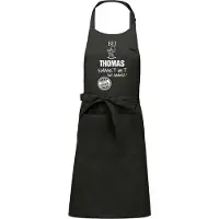 Kariban Naamcadeau - Naamschort - Keukenschort met naam - BBQ schort - verjaardag - Vaderdag - Het smaakt het lekkerst bij: Jongens NAAM naar keuze -chique grijs