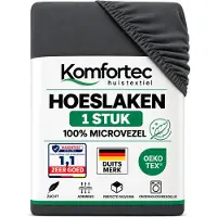 Komfortec Hoeslaken 140x200 cm - tot 30cm Matrashoogte - Rondom Elastiek - Antraciet