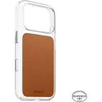 Nomad Clear & Horween Lederen Hoesje – Geschikt voor iPhone 18 Pro – Gemaakt van UV-resistent polycarbonaat – Ingelegd met hoogwaardig Horween leder – MagSafe compatible – Bruin - Bruin