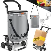Kesser Boodschappentrolley - 3-in-1 trapklimmer steekwagen en schoudertas - 56 L koelvak - grijs