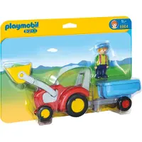 Playmobil 1.2.3 boer met tractor en aanhangwagen 6964