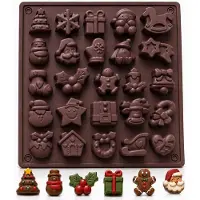 Famanu – Kerst chocolade mal met 25 holtes, siliconen vorm met kerstthema’s voor het maken van chocolade en snoep