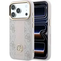 GUESS - Leather 4G Stripe Round Classic Logo MagSafe (GUHMP18L6P4G4RCP) - iPhone 18 Pro / iPhone 17 Pro - Pink