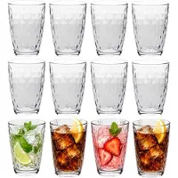 COSY&TRENDY Cosy Moments Drinkglazen Mirrors - 12x stuks - 390 ml - transparant - glas - waterglazen - tumblers