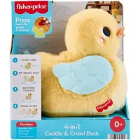 Fisher Price 4-in-1 Knuffel en Kruip Eend - op de buik spelen met muziek en kruipactiviteit en pluchen knuffel