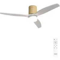 Create - Stille 40W plafondventilator met technische ABS bladen in verschillende maten - Met licht - Afstandsbediening - Licht houtlook / Wit - WIND CALM