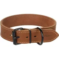 Flamingo halsband Montana cognac - leder - spatwaterdicht - Maat L