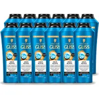 GLISS 12 x -Kur - Shampoo - Aqua Revive - Verfrist & Hydrateert - 400 ml - Voordeelverpakking - 12 stuks