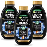 Garnier 3 x - Loving Blends - Shampoo - Magnetic Charcoal - Vette Hoofdhuid & Droge Lengtes - 300 ml - Voordeelverpakking - 3 stuks