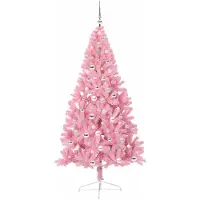 vidaXL Kunststof Voorverlichte Kerstboom met 300 LED Roze 210 cm PVC