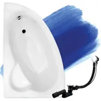 Badland Eckbadkuip Badkuip Natalia LINKS 150x100 met afvoer en poten, GRATIS, zonder afwerking