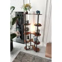Opviq Asir - Vloerlamp - Walnoot - 17 x 17 x 82 cm