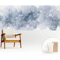 Wallfluent Fotobehang - Wit Vliesbehang - 250x104 cm - Bloemenweide Muurschildering - Slaapkamer behang Bloemen En Planten - Fotobehang Vlies - Gang behang