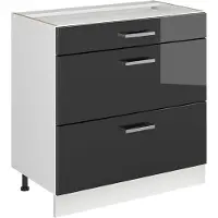 Vicco Keukenonderkast R-Line Antraciet Hoogglans/Wit 80 cm met 3 laden zonder werkblad, Model 72327