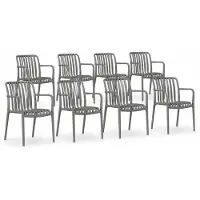 DS4U - Max tuinstoel - Set van 8 - Grijs - Kunststof - Met armleuning