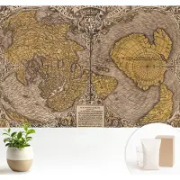 Wallfluent Fotobehang - Geel Vliesbehang - 104x70 cm - Historische Cartografie Muurschildering - Slaapkamer behang Kaarten - Fotobehang Vlies - Slaapkamer behang