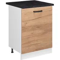 Vicco Keukenonderkast R-Line Goudkleurig Eiken/Wit 60 cm met 1 deur antraciet werkblad, Model 72099
