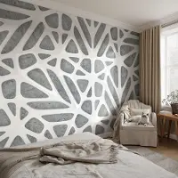Coloray Vliesbehang - Wit Snellijm Behang - 250x250 cm - Geometrisch Netwerk Fotobehang Vlies - Hal behang Texturen - Muurschildering - Woonkamer behang