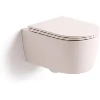 Qeramiq Dely Swirl hangtoilet – spoelrandloos – diepte 53 cm – met slim softclose zitting – mat linnen SW1449874/SW1529293