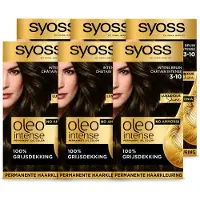 Syoss 6 x Oleo Intense 3-10 Permanente Haarkleuring - Intens Bruin - Voordeelverpakking - 6 stuks