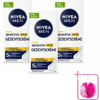 Nivea 3 x MEN Sensitive gezichtscrème met SPF 15 - 75 ml - Voordelingsverpakking - 3 stuks