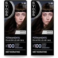 Syoss 2 x Permanente Haarkleuring 3-89 Bronzen Koffie met Keratine - Voordeelverpakking - 2 stuks