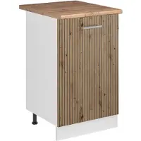 Vicco Keukenonderkast R-Line Artisanaal eiken/Wit 50 cm goudkleurig eiken werkblad, Model 70069