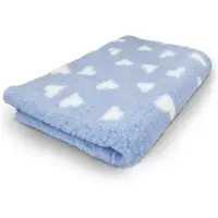 Topmast Vet Bed - Lichtblauw met Witte Hartjes - Antislip Hondenmat - Rol 5 Meter - 150 cm Breed