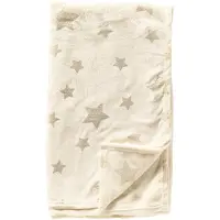 Textino - STARRY-NIGHTS - plaid 150x200 cm - flannel fleece - sterrenprint - Whisper White - wit, goud