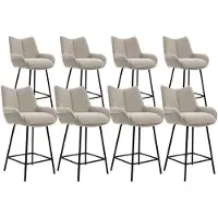 DS4U - Ivan barkruk 65 cm - Set van 8 - Champagne - Stof - Met armleuning