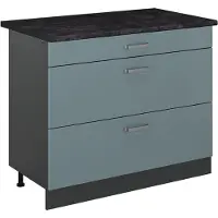Vicco Keukenonderkast R-Line Blauw-grijs/Antraciet 100 cm antraciet werkblad, Model 71583