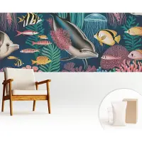 Wallfluent Fotobehang - Marine Vliesbehang - 250x104 cm - Onderwaterfauna Muurschildering - Gang behang Dieren - Fotobehang Vlies - Slaapkamer behang