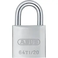 ABUS Hangslot Type 64TI - Titalium - 20 mm - Slotkast van Aluminium - Beugel van Gehard Staal met NANO PROTECT Coating - Verstelbaar 60-150 mm - Paracentrisch Sleutelprofiel - Zilver