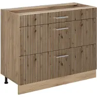 Vicco Keukenonderkast R-Line Artisanaal eiken/Goudkleurig Eiken 100 cm zonder werkblad, Model 71609