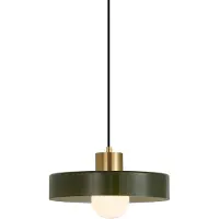QAZQA Retro hanglamp messing met groen voor 1-fase railsysteem - Iconic Jina