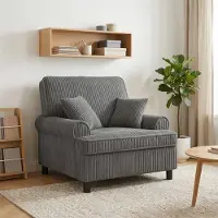 vidaXL XL fauteuil met kussens Lichtgrijs 1,5 Lijnen Stof