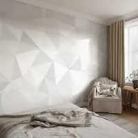 Coloray Vliesbehang - Wit Snellijm Behang - 250x250 cm - Driehoekig Mozaïek Muurschildering - Gang behang Geometrie - Fotobehang Vlies - Slaapkamer behang