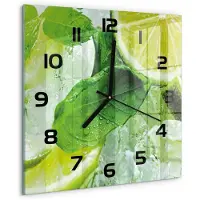 Tulup Wandklok - Limoen met ijs Moderne Wandklok Glas - 30x30 cm - Groente Wandklok Glas Decoratie - Zwarte handen - Vierkante Klok - Glazen Wandklok Design - Klok Glas Met Opdruk
